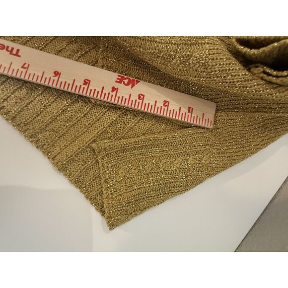 Diane von Furstenberg Plus Size 1X Gold Yellow Metallic Tunic Sweater DVF V Neck - Picture 9 of 9